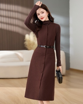 Temperament dress woolen waistcoat 2pcs set for women