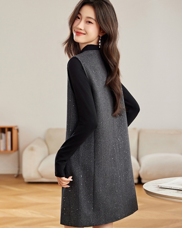 Straight Casual dress spring and autumn vest 2pcs set