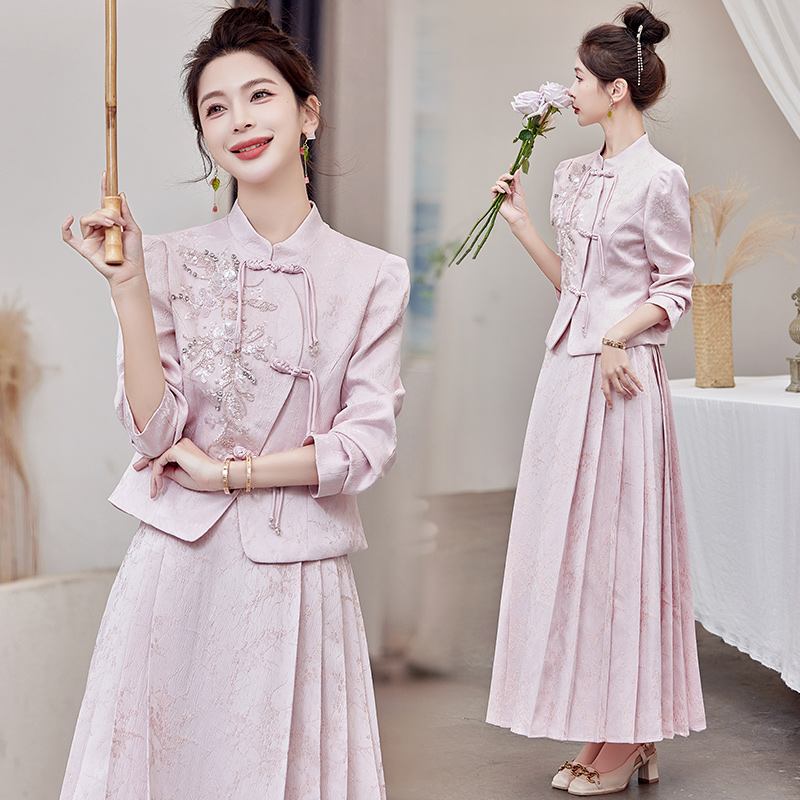 Retro skirt Chinese style dress a set for women