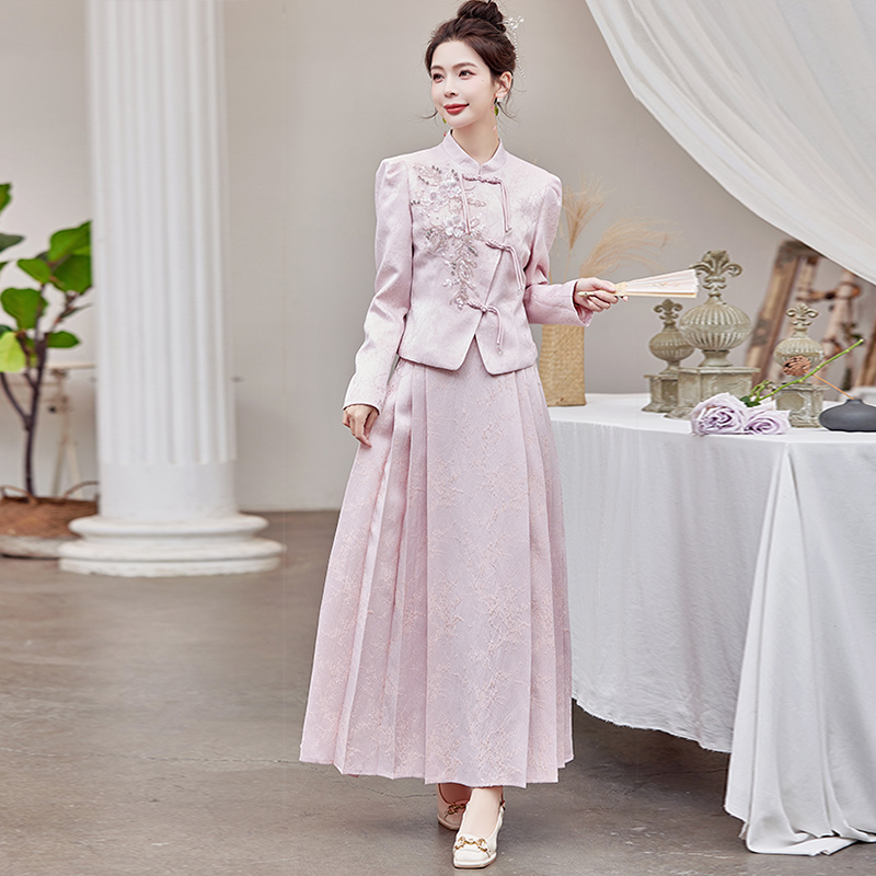 Retro skirt Chinese style dress a set for women