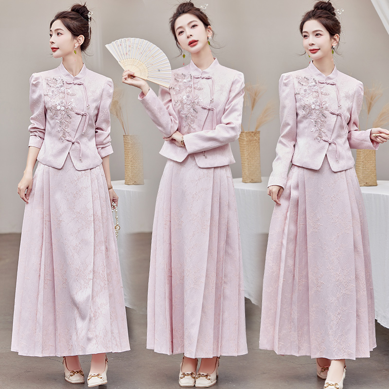 Retro skirt Chinese style dress a set for women