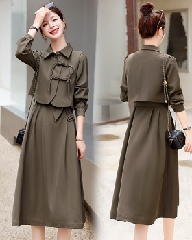Autumn retro shirt temperament dress 2pcs set