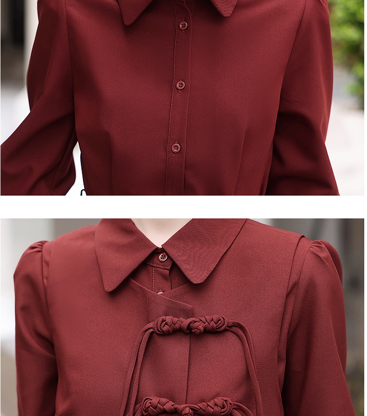 Autumn retro shirt temperament dress 2pcs set