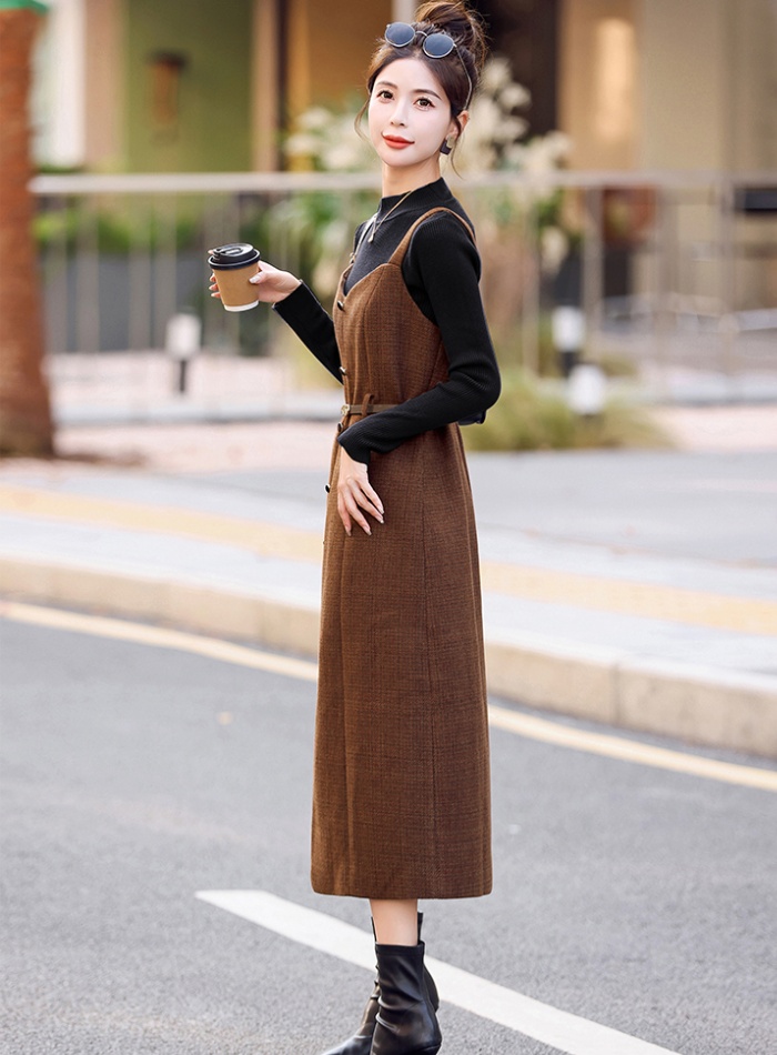 Bottoming dress slim long dress 2pcs set for women