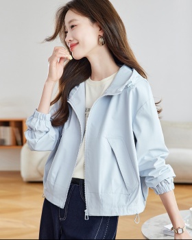 All-match short autumn jacket loose hooded slim work clothing