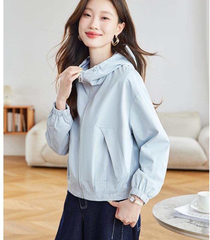 All-match short autumn jacket loose hooded slim work clothing