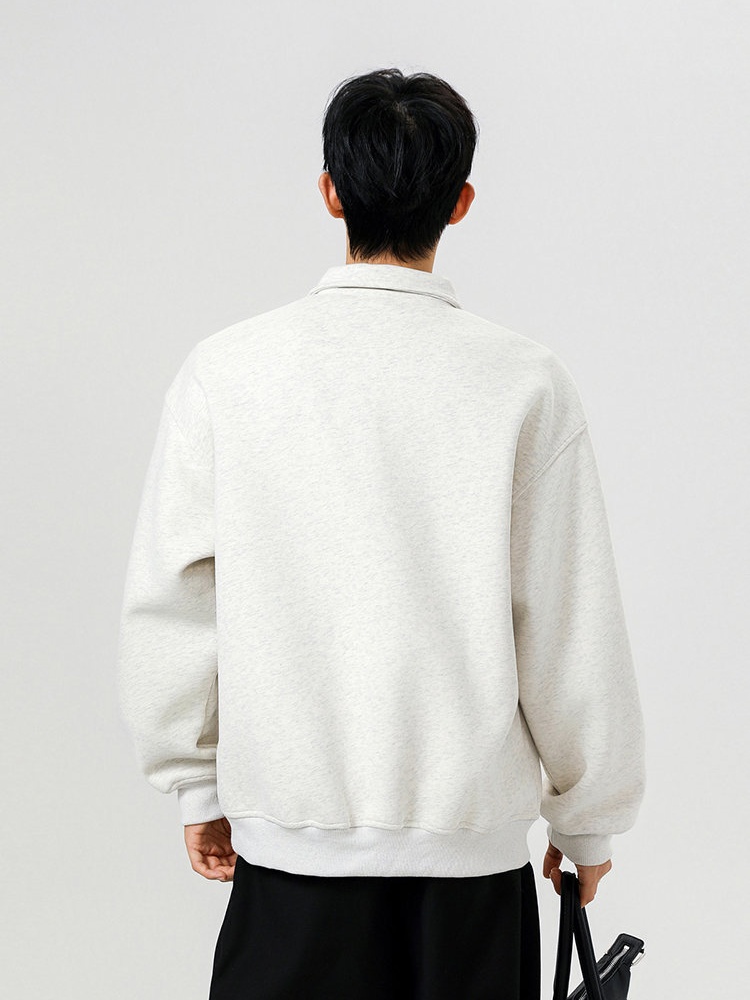 Cstand collar American style hoodie half zip tops for men