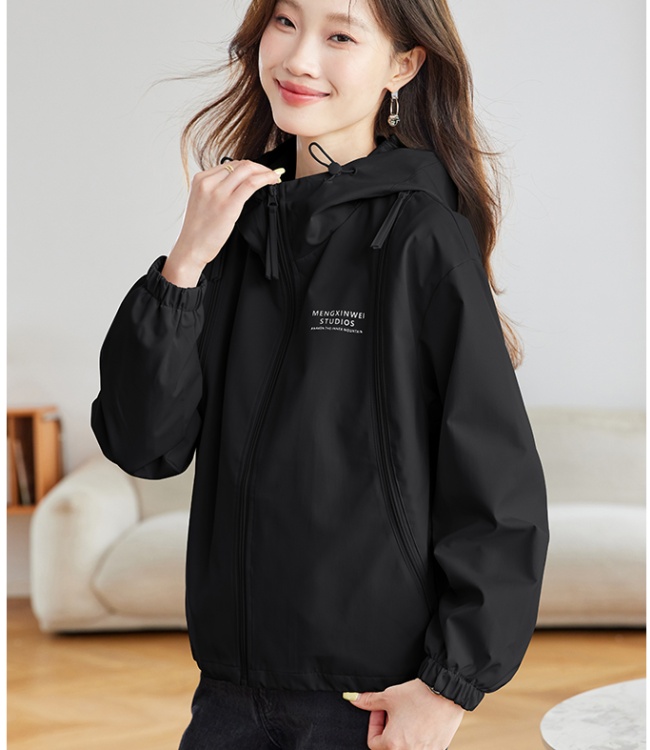 All-match fashion loose jacket hooded zip Casual tops