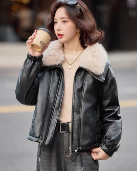 Large fur collar metal removable down short jacket