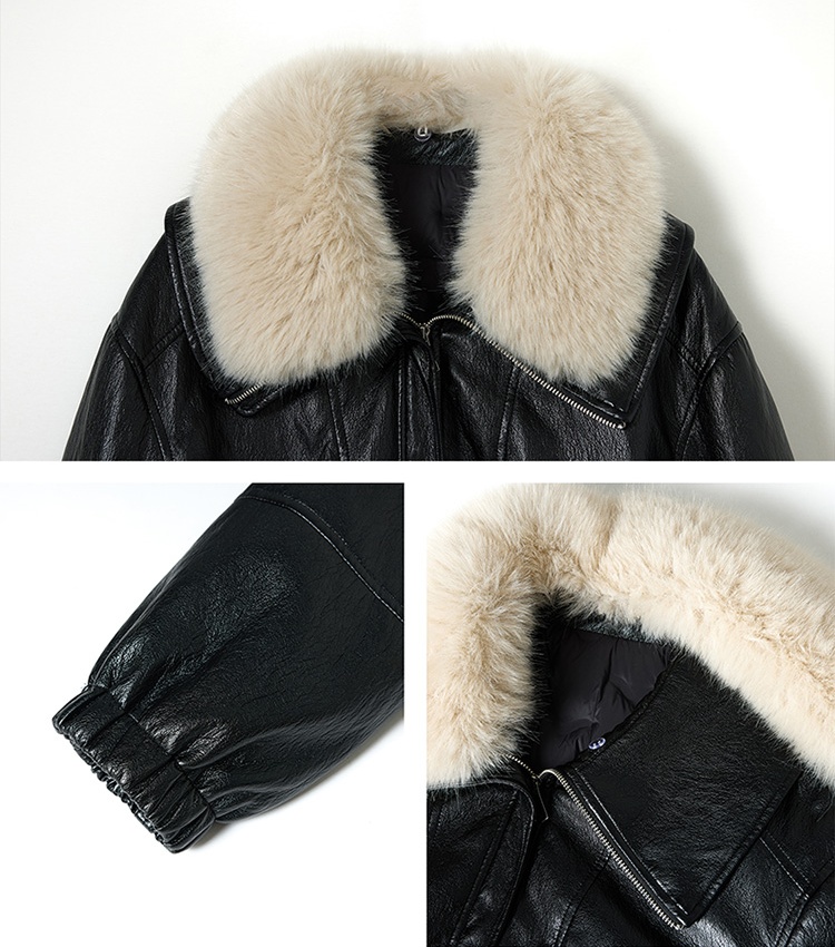 Large fur collar metal removable down short jacket