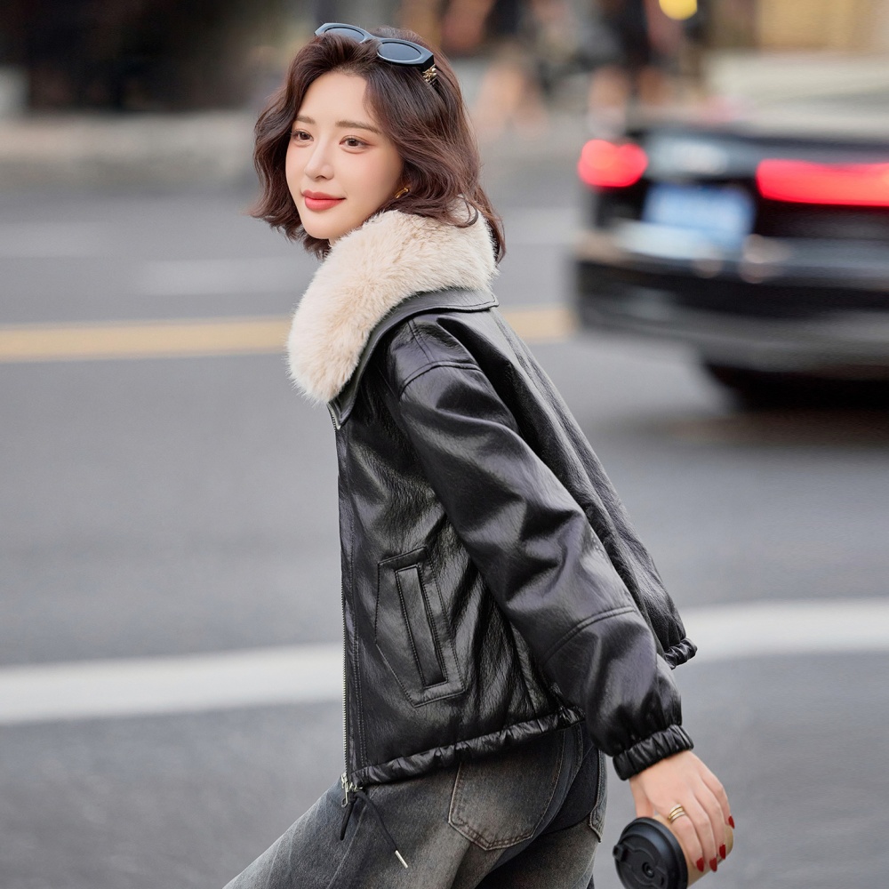 Large fur collar metal removable down short jacket