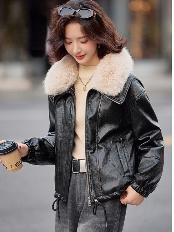 Large fur collar metal removable down short jacket