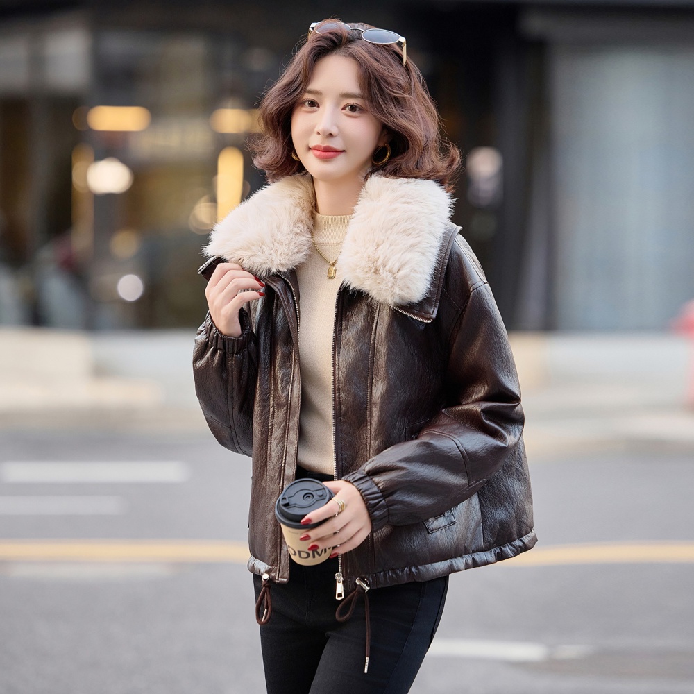 Large fur collar metal removable down short jacket