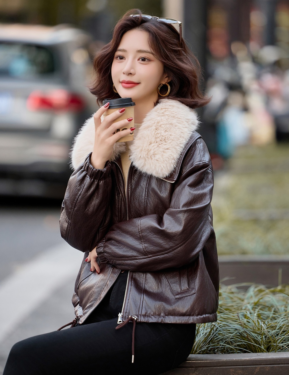 Large fur collar metal removable down short jacket