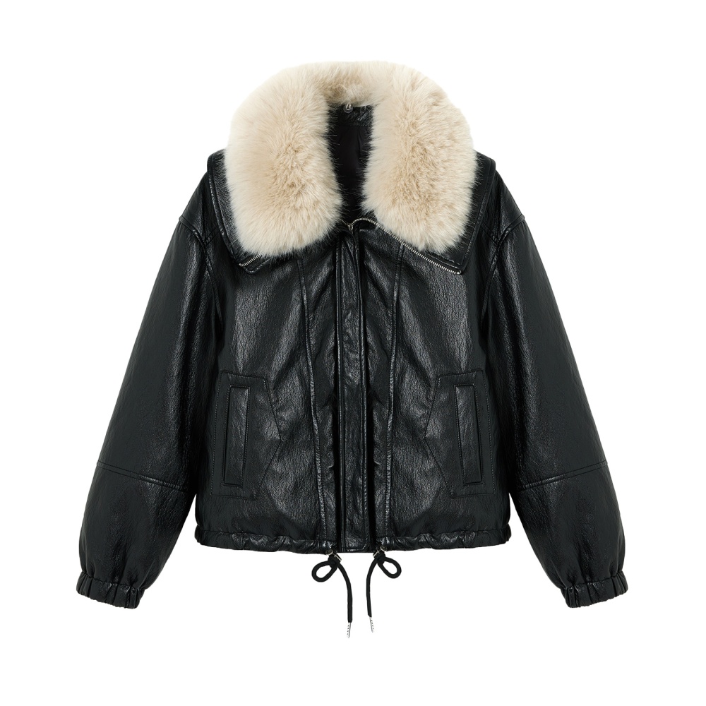 Large fur collar metal removable down short jacket