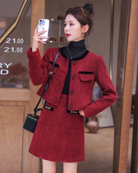 Short A-line skirt chanelstyle fashion coat 2pcs set
