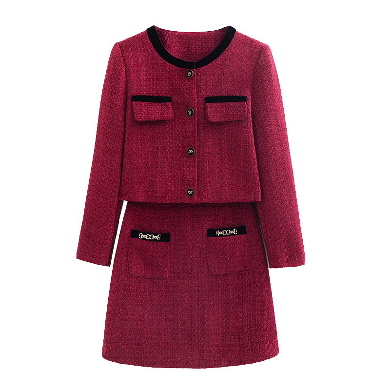 Short A-line skirt chanelstyle fashion coat 2pcs set