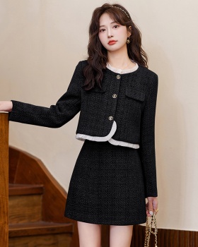 Red wedding short skirt autumn chanelstyle coat a set