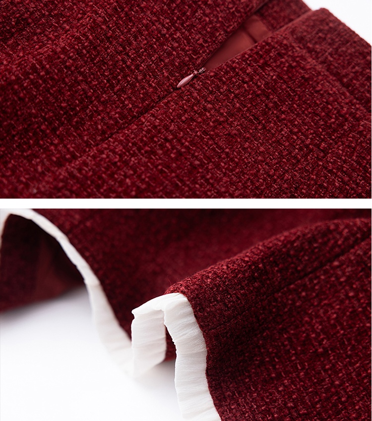 Red wedding short skirt autumn chanelstyle coat a set