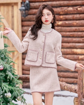 Ladies temperament fashion wool skirt 2pcs set