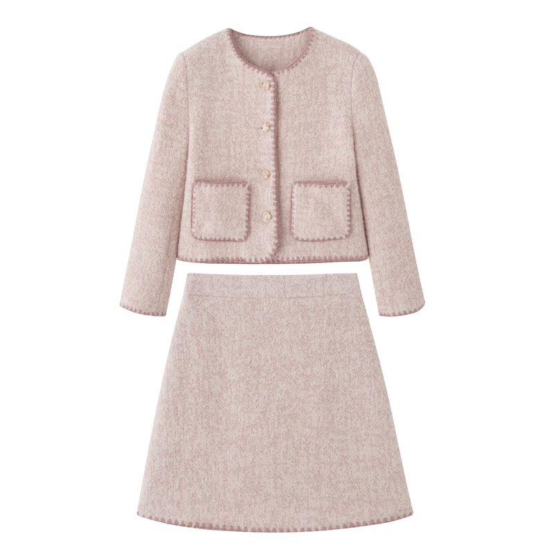 Ladies temperament fashion wool skirt 2pcs set