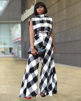 European style fashion sleeveless wide leg pants a set