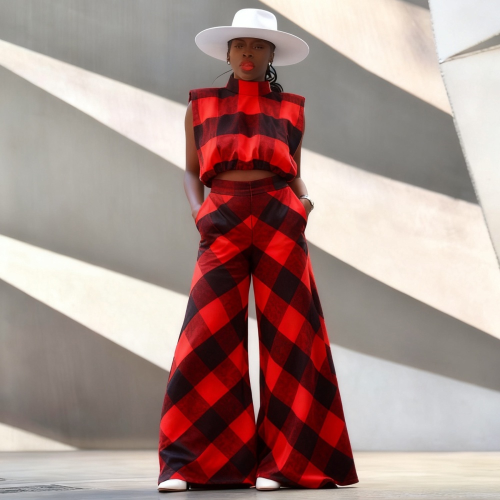 European style fashion sleeveless wide leg pants a set