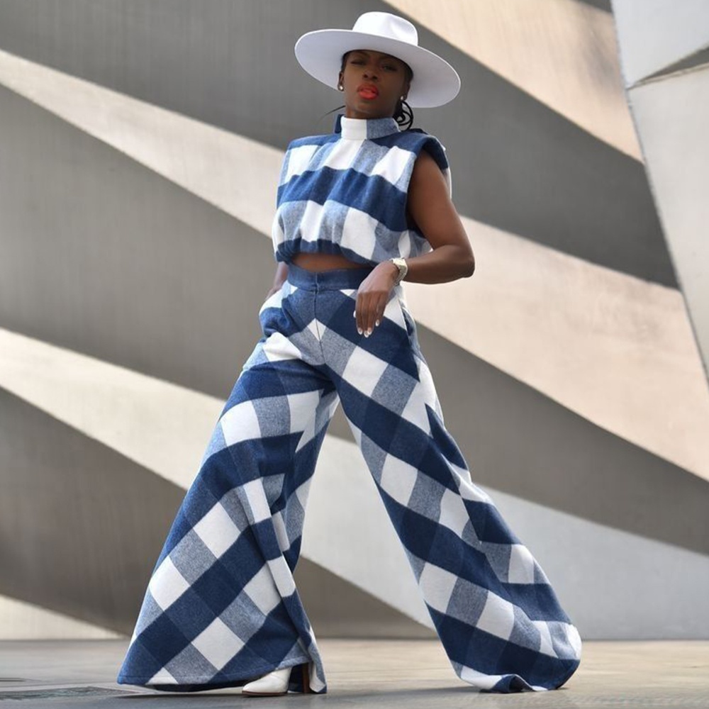 European style fashion sleeveless wide leg pants a set