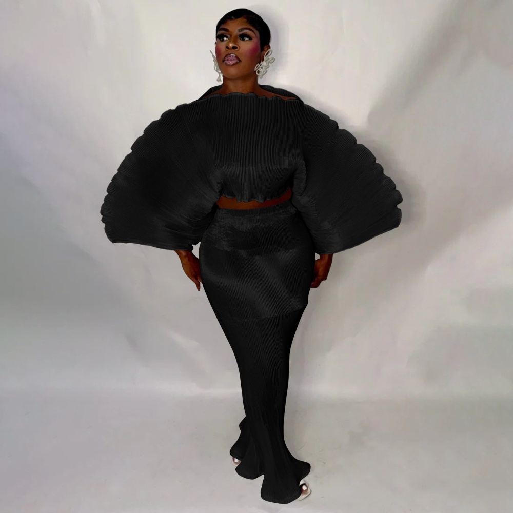 Strapless fashion crimp European style skirt 2pcs set