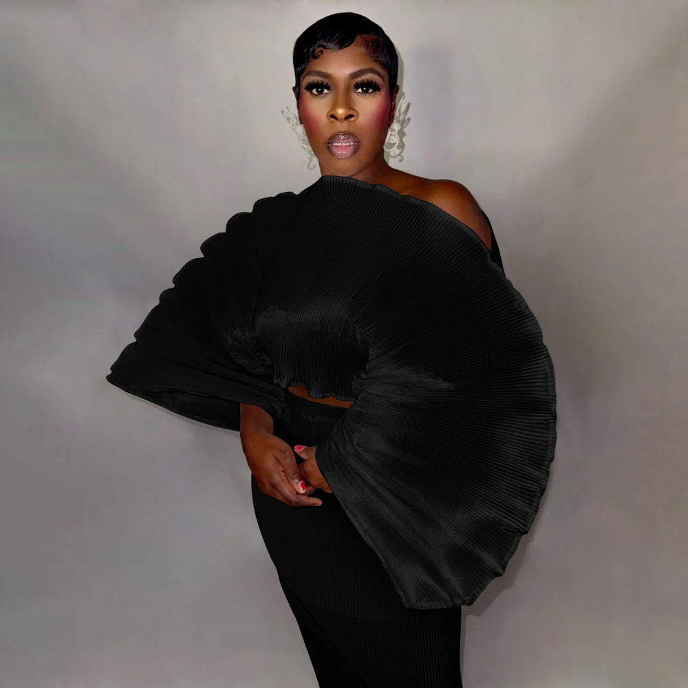 Strapless fashion crimp European style skirt 2pcs set