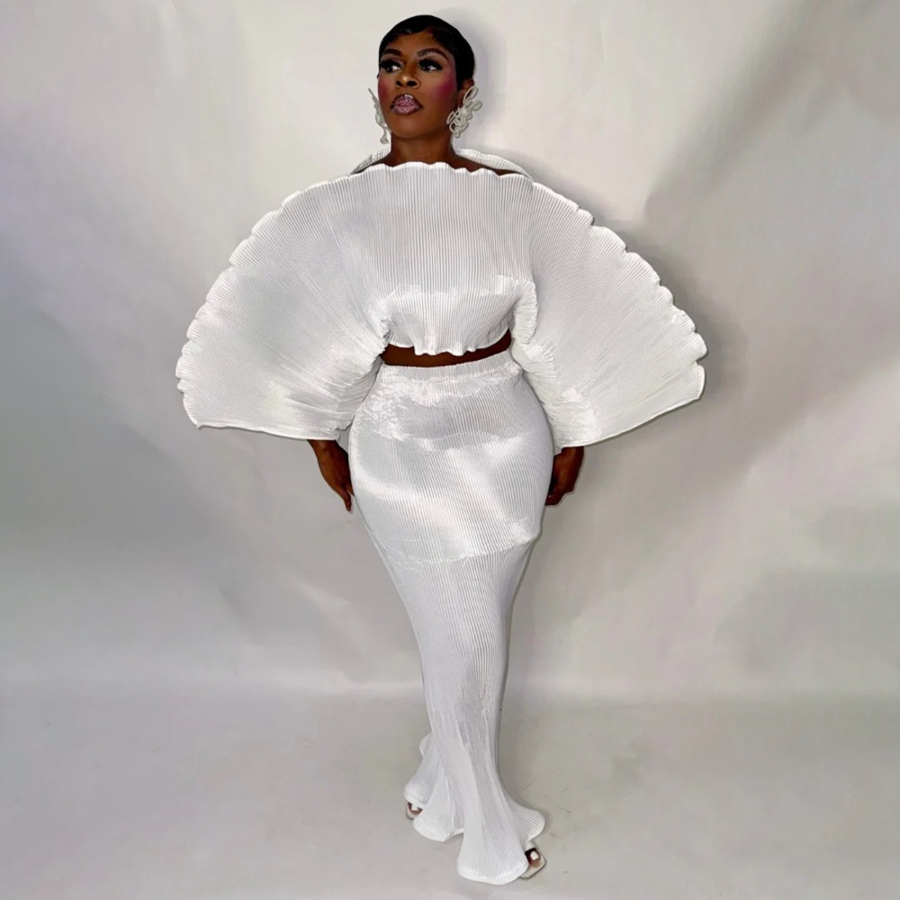 Strapless fashion crimp European style skirt 2pcs set