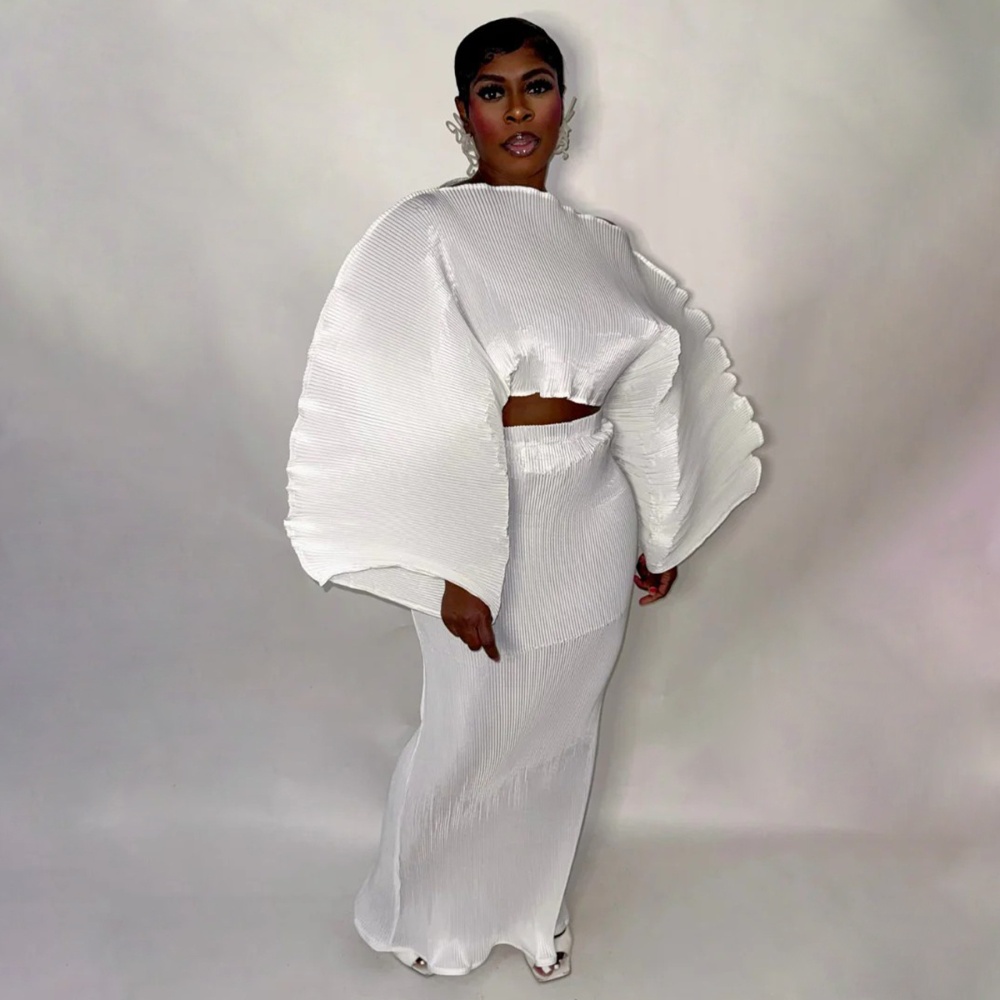 Strapless fashion crimp European style skirt 2pcs set