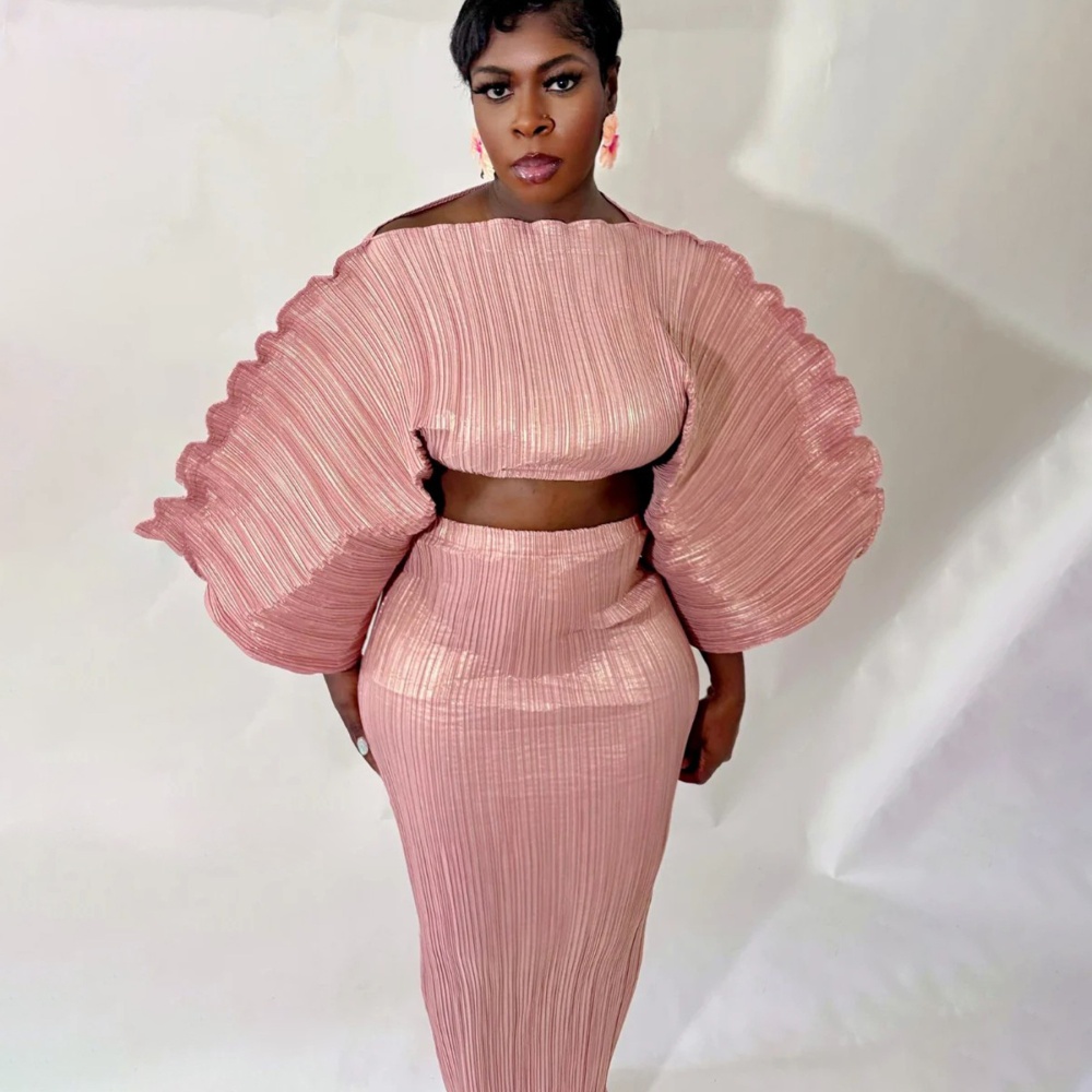 Strapless fashion crimp European style skirt 2pcs set