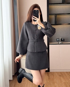 Autumn and winter skirt plus cotton woolen coat 2pcs set