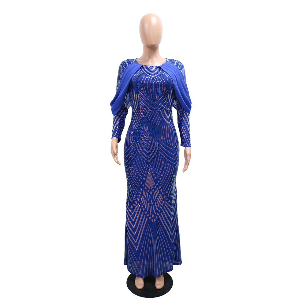 Slim sequins dress European style long dress for women