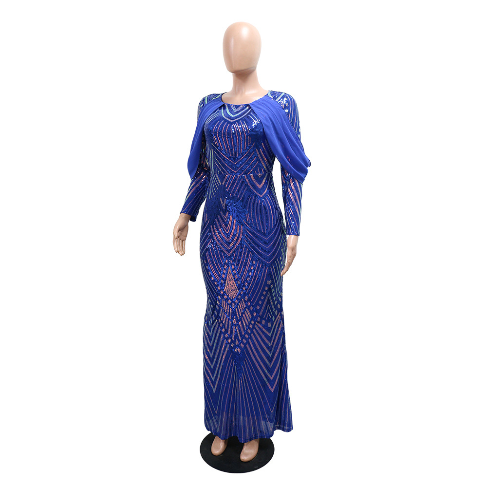 Slim sequins dress European style long dress for women