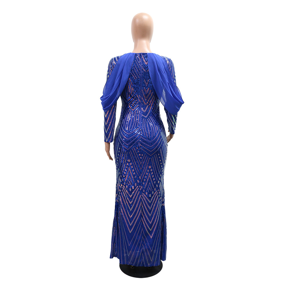 Slim sequins dress European style long dress for women