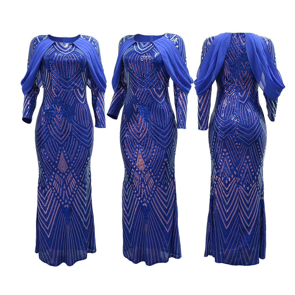 Slim sequins dress European style long dress for women