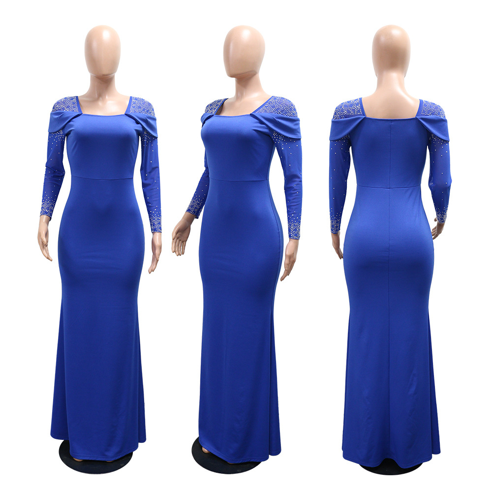 Sexy long dress square collar dress for women