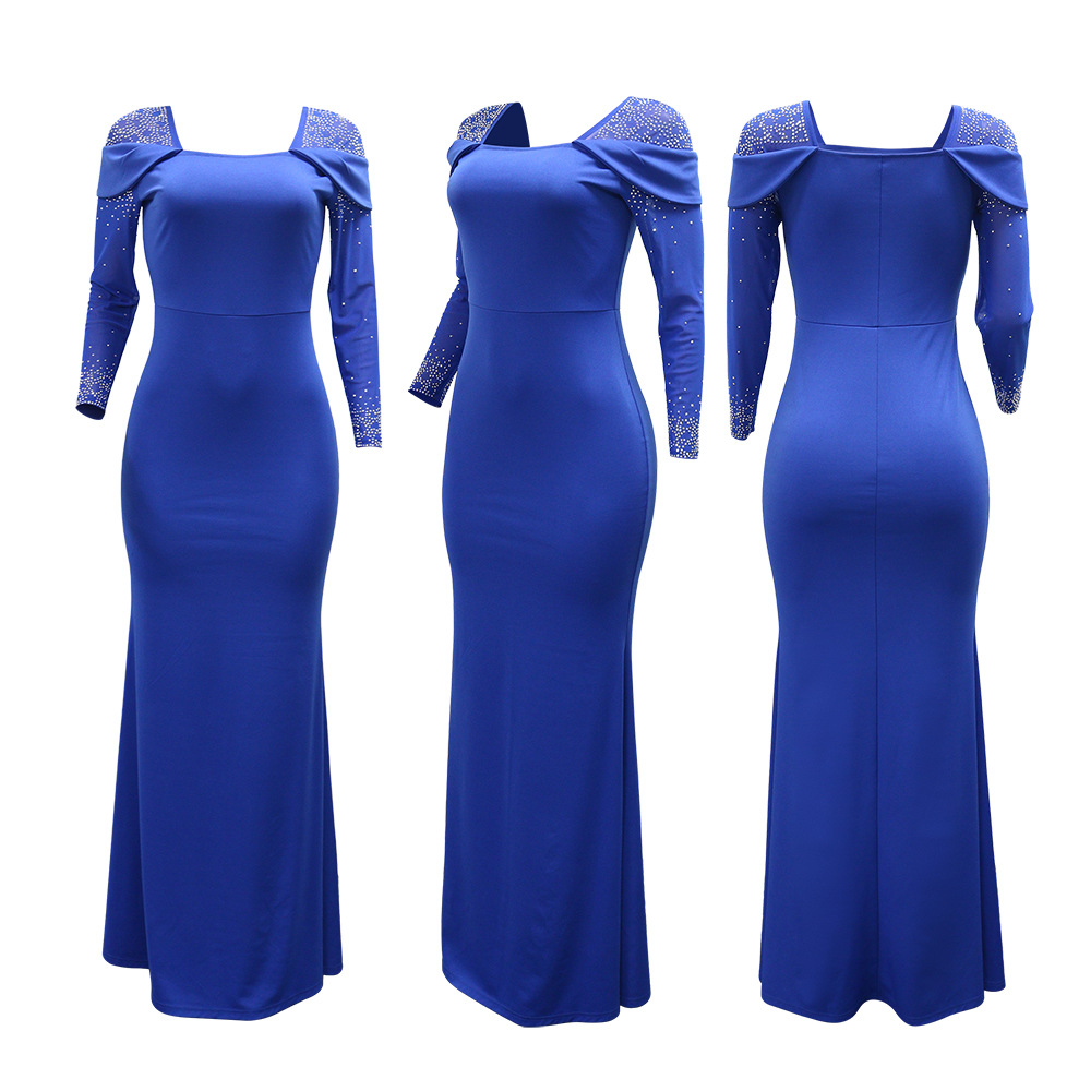 Sexy long dress square collar dress for women