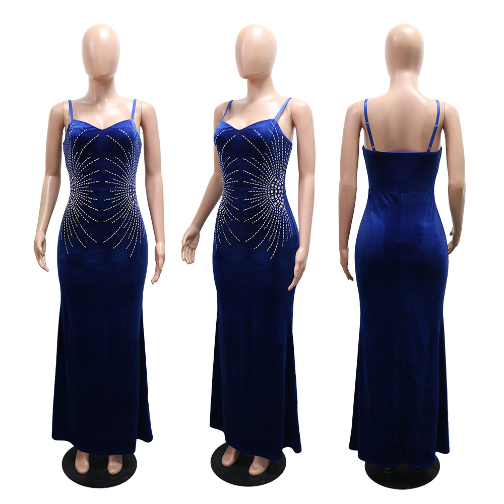 Fashion package hip dress rhinestone long dress for women