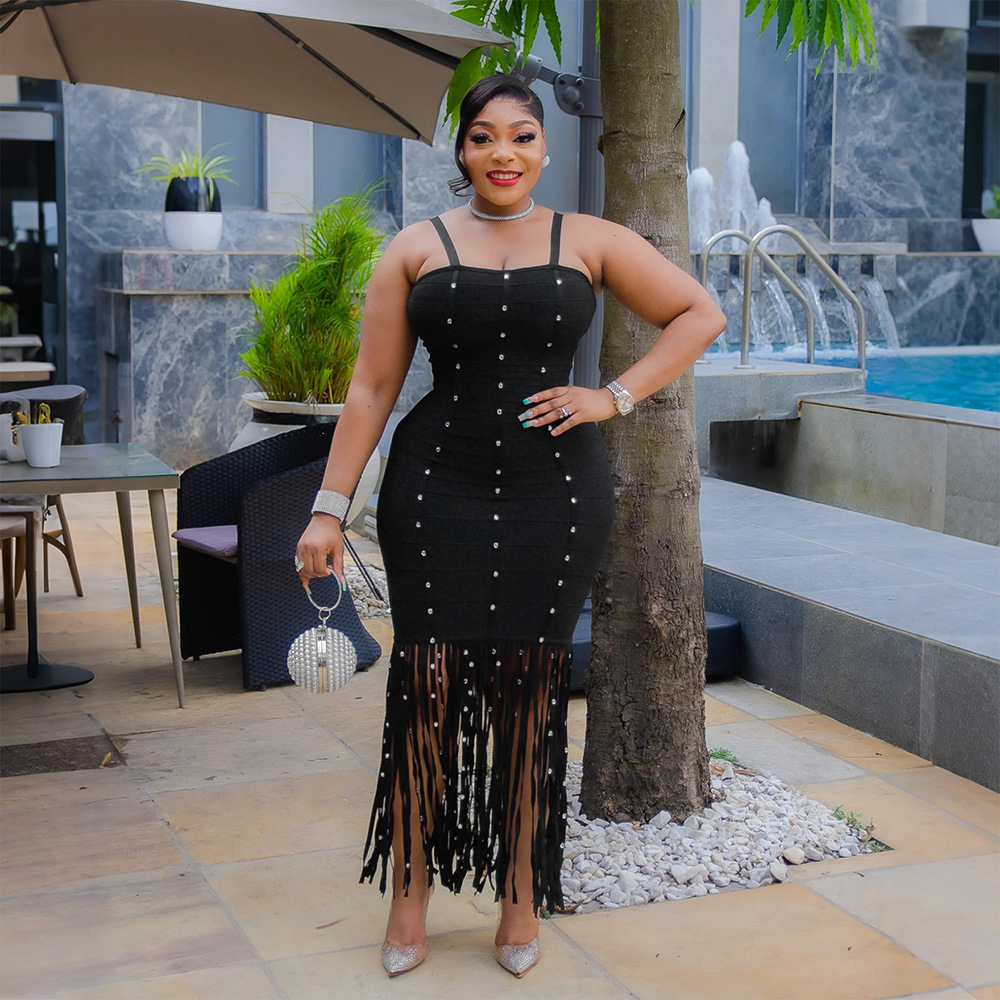 European style hip dress sexy sling tassel bag for women