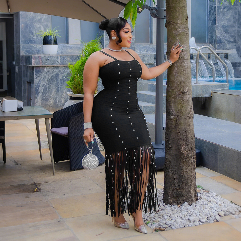 European style hip dress sexy sling tassel bag for women