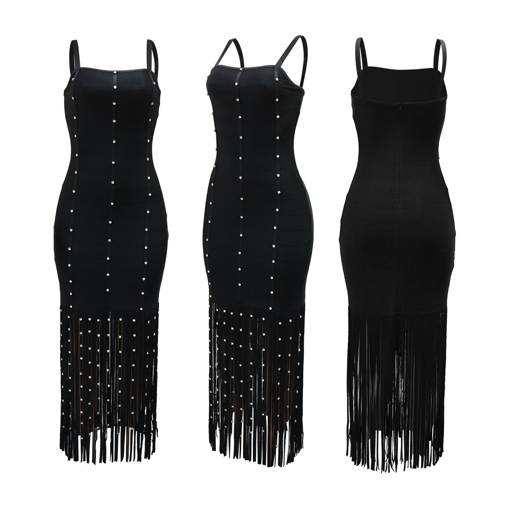 European style hip dress sexy sling tassel bag for women