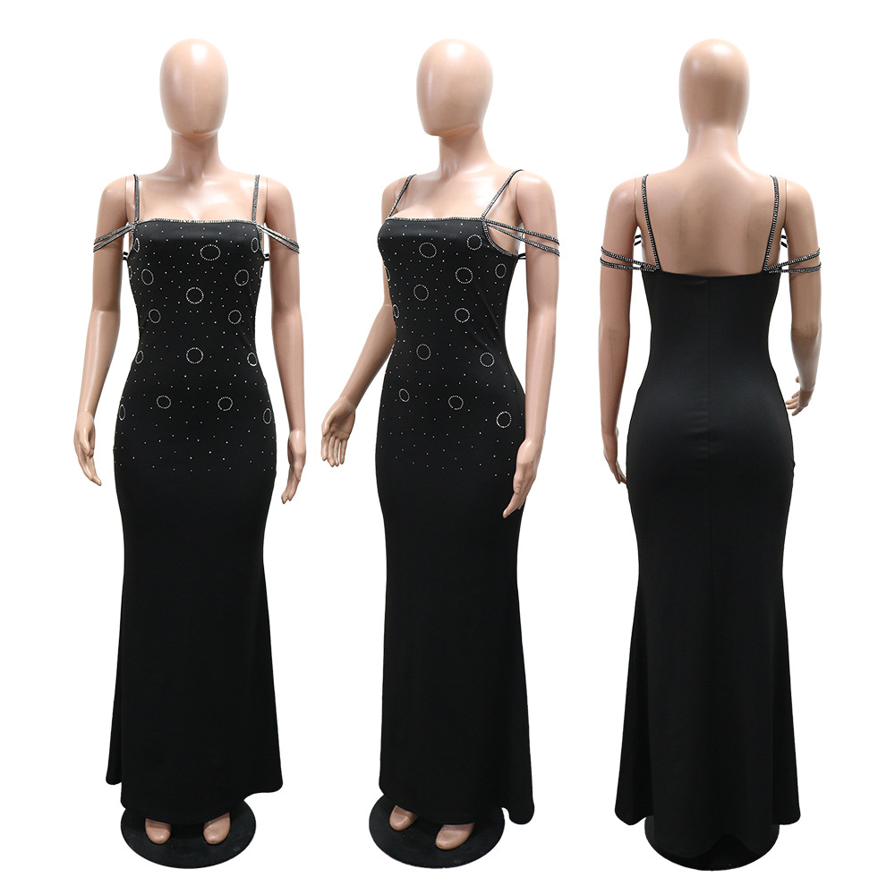 Sling rhinestone long dress fashion dress for women
