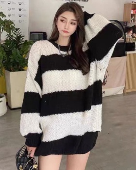 Stripe lazy Korean style tops long autumn sweater