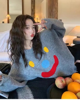 Slim long winter loose round neck sweater