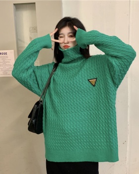 Heap collar loose wears outside sweater for women