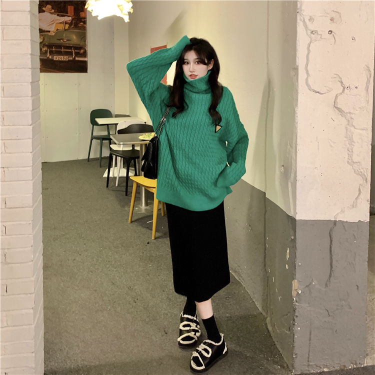 Heap collar loose wears outside sweater for women