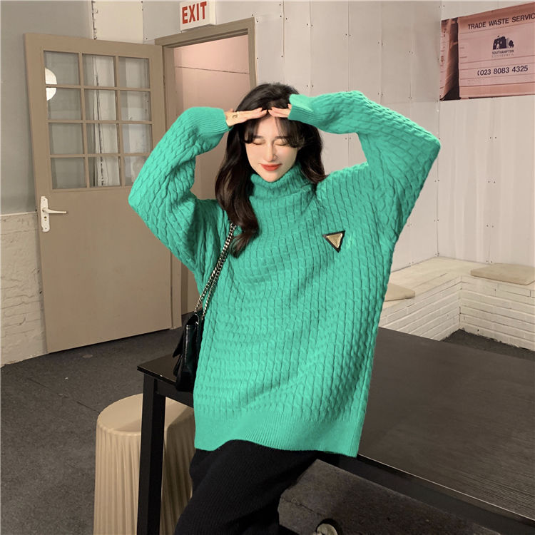 Heap collar loose wears outside sweater for women